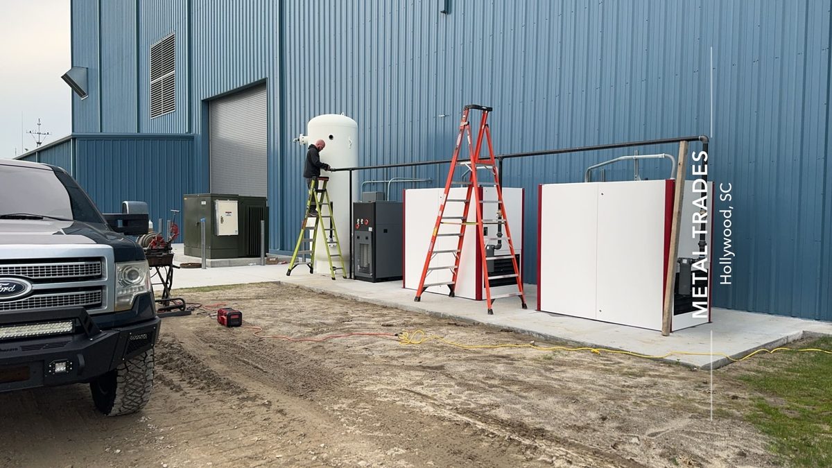 Industrial compressed air installation at a facility in the Charleston area