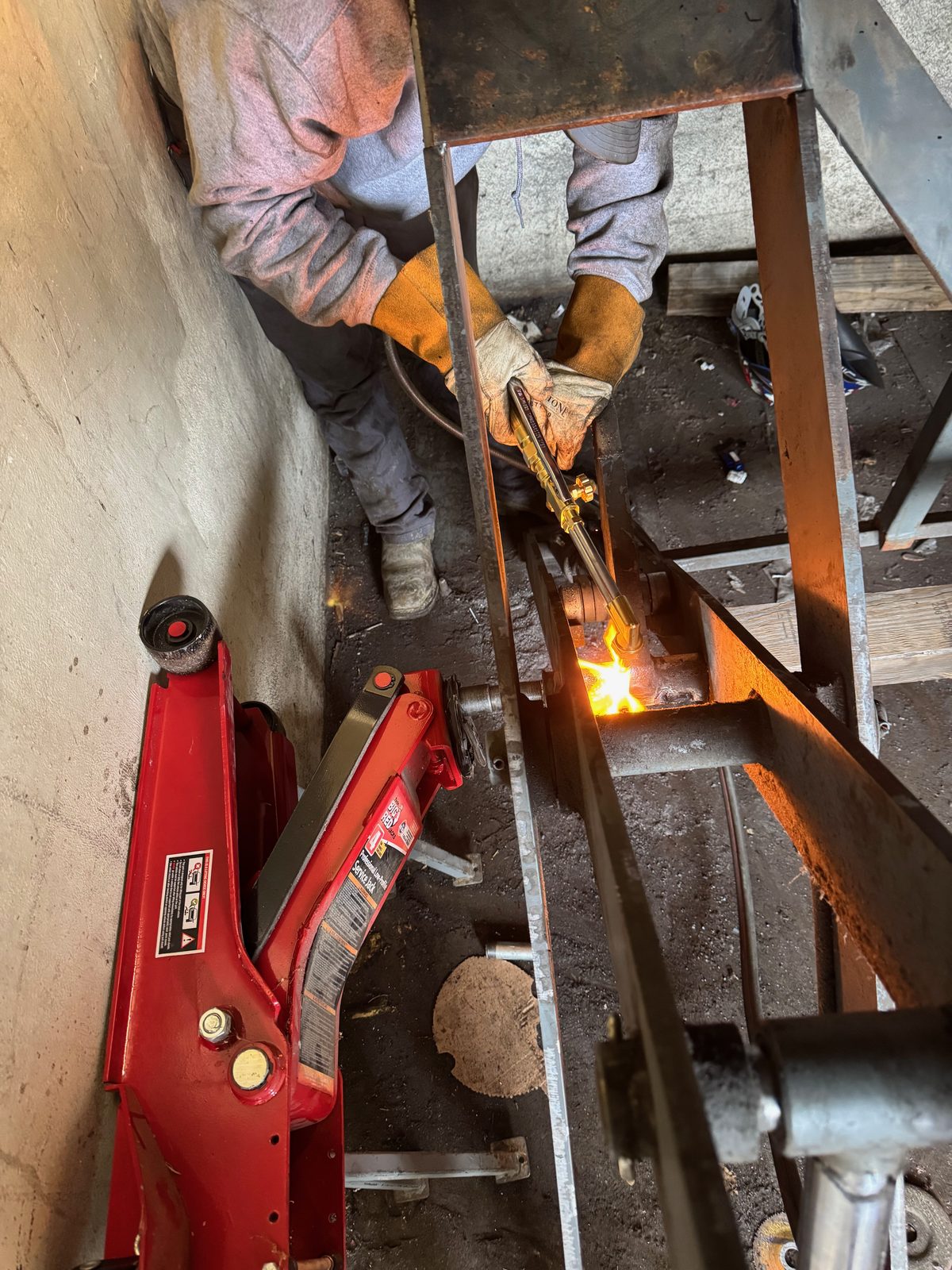 Torch cutting during structural fabrication work
