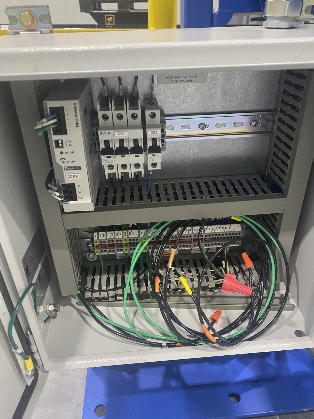 Control panel wiring during equipment commissioning
